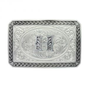 Montana Silversmiths Initial H Antiqued Wheat Trim Portrait Buckle (27200D-H)